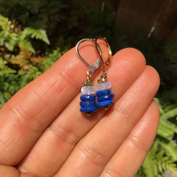 Lapis Moonstone Sundance Charm Earrings - Picture 6 of 9